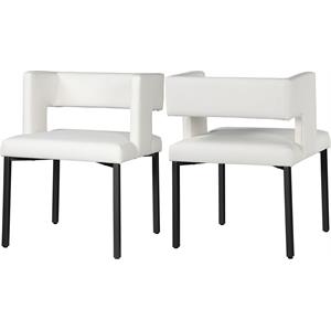 Pemberley Row Faux Leather White Dining Chair Square Contemporary 30&quot Unassembled