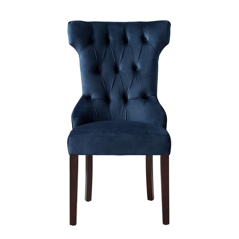 Pemberly Row Modern Velvet Dining Chair in Navy Blue (Set of 2)