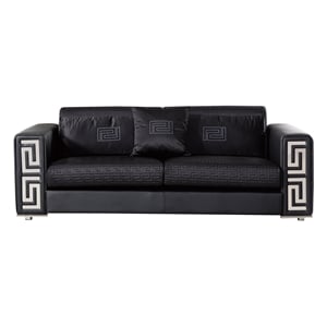 Pemberley Row Faux Leather Black Sofa Rectangular 83&quot