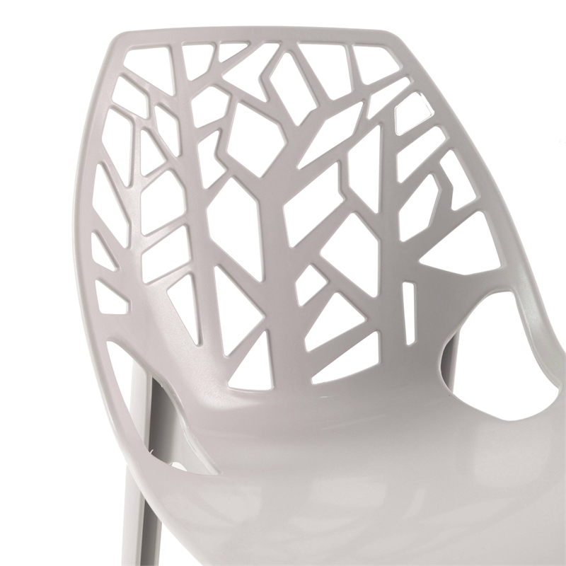 Pemberly Row Modern Plastic Dining Side Chair in Solid Gray Finish