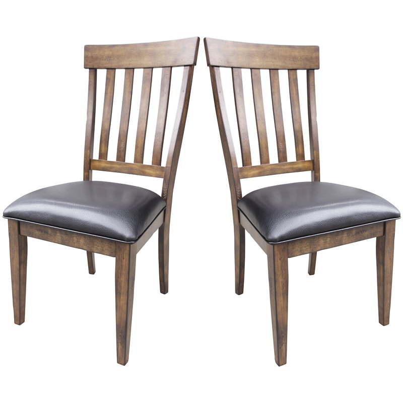 Pemberly Row Slatback Dining Side Chair in Whiskey (Set of 2)