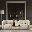Pemberly Row Luxury Modern Ivory Boucle Fabric Curvy Arm Couch