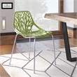 Pemberly Row Modern Dining Side Chair With Chromed Legs in Green