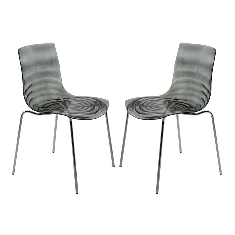 Pemberly Row Modern Rain Drop Design Dining Chair in Black Set of 2