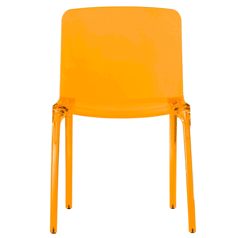 Pemberly Row Mid-Century Modern Dining Side Chair in Transparent Orange
