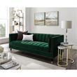 Pemberly Row Tufted Velvet Sofa with Nailhead Trim in Hunter Green/Gold
