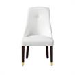Pemberly Row Faux Leather Dining Chair with Nailhead White/Gold (Set of 2)