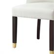 Pemberly Row Faux Leather Dining Chair with Nailhead White/Gold (Set of 2)