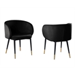 Pemberly Row Modern Velvet Upholstered Side Chair in Black Finish