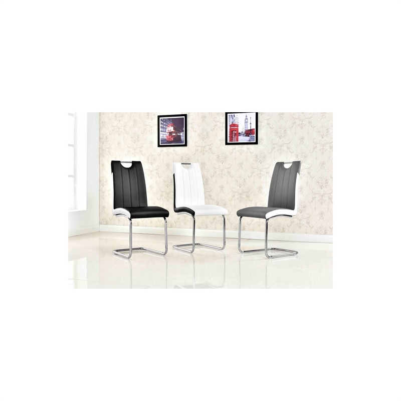 Pemberly Row Faux Leather Modern Dining Side Chair in Black/White (Set of 2)