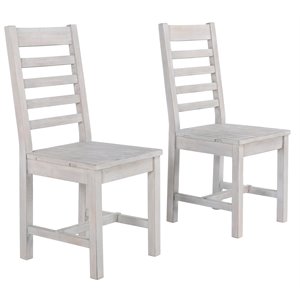 Pemberly Row 19&quot Solid Pine Wood Dining Chair in Nordic Ivory (Set of 2)