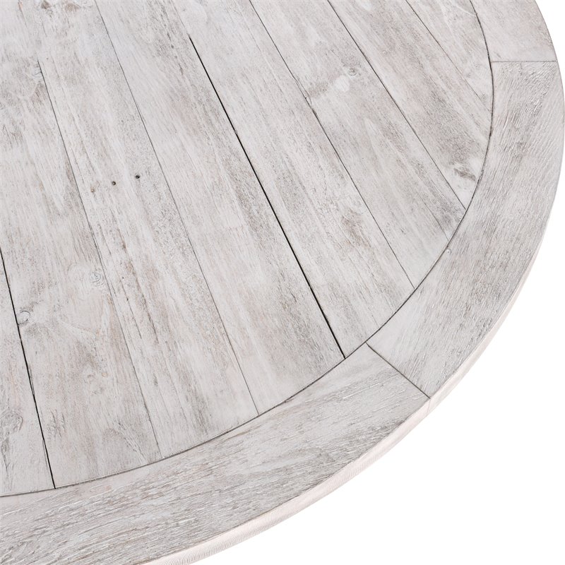 Pemberley Row Pine Wood Nordic Ivory Dining Table Round Hand Finished 55