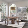 Pemberley Row Solid Pine Wood Almond Brown Dining Table Round Hand Carved Base 54