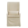 Pemberly Row Slipcovered Wood Wingback Parson Chair in Cream