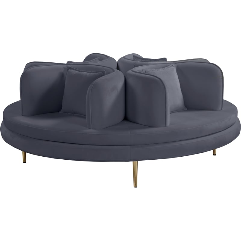 Pemberley Row Velvet Gray Round Sofa Round Contemporary Design 72