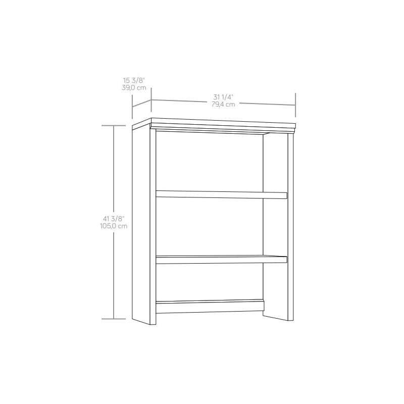 Pemberly Row Engineered Wood Library Hutch in Pebble Pine / Brown Finish