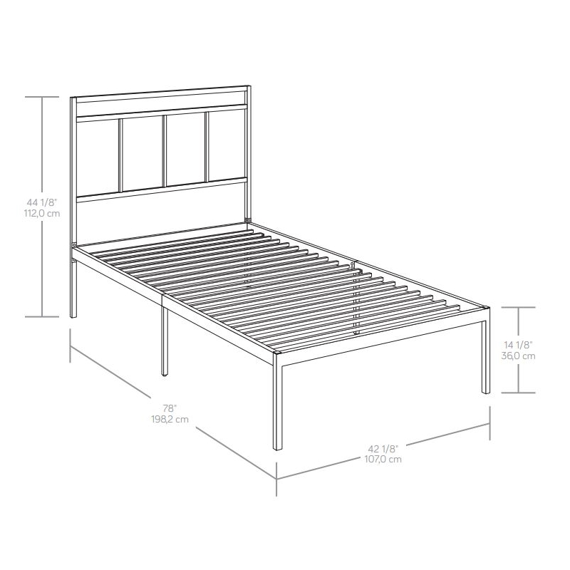 Pemberly Row Contemporary Metal Twin Platform Bed in Black Finish