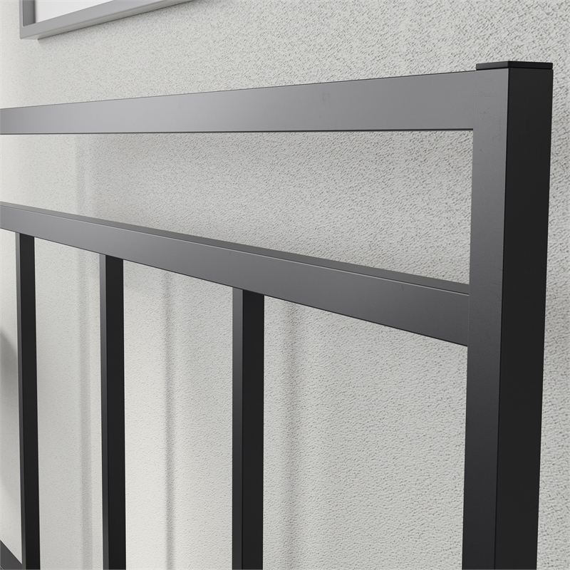 Pemberly Row Contemporary Metal Twin Platform Bed in Black Finish
