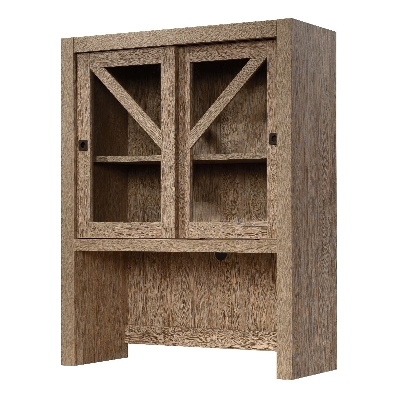 Pemberly Row Engineered Wood Library Hutch in Brushed Oak Finish