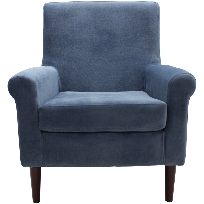 Pemberley Row Fabric Blue Lounge Chair Rectangular Rolled Arm 35
