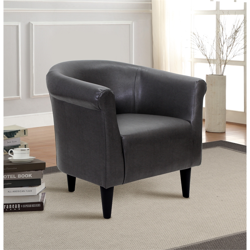 Pemberley Row Faux Leather Slate Gray Club Chair 32