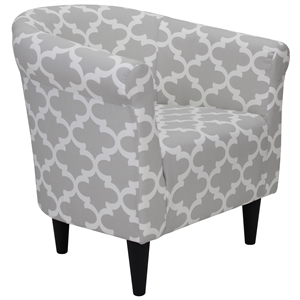 Pemberly Row Traditional Fabric & EPS Club Chair in Gray/White