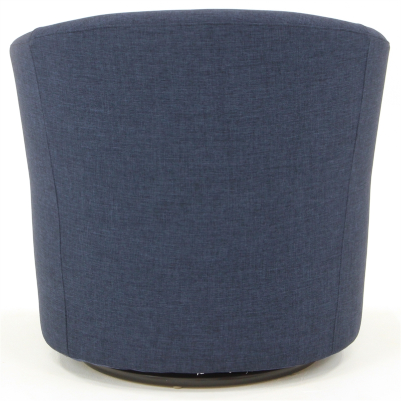 Pemberly Row Traditional Fabric Swivel Club Chair in Navy Blue