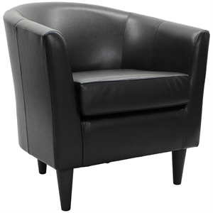 Pemberley Row Faux Leather Black Club Chair Rectangular Padded Seat 32&quotH Unassembled
