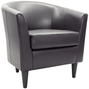 Pemberly Row 17.5&quot Traditional Faux Leather Club Chair in Dark Brown
