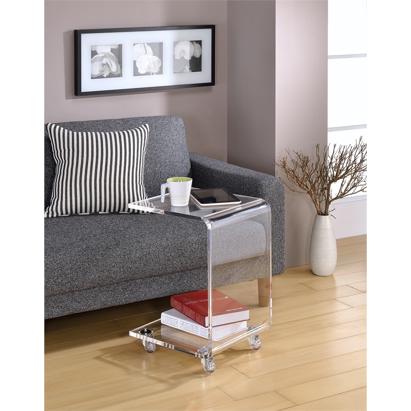 Pemberly Row Pure Decor C Shape Lucite and Acrylic Accent Table - Clear