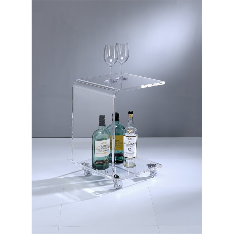 Pemberly Row Pure Decor C Shape Lucite and Acrylic Accent Table - Clear
