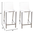 Pemberly Row Plastic Clear Bar Stool Square Footrest 33