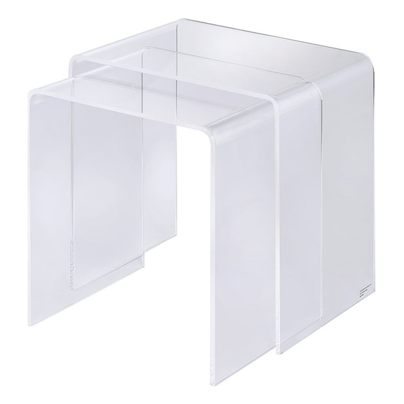 Pemberley Row Acrylic Clear Nesting Tables Rectangular Contemporary Design 16.5
