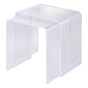 Pemberley Row Acrylic Clear Nesting Tables Rectangular Contemporary Design 16.5&quotH Unassembled