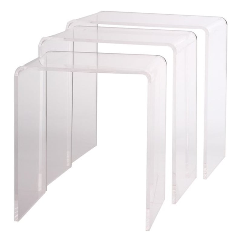Pemberly Row Pure Decor Lucite and Acrylic Nesting Tables - Clear (Set of 3)