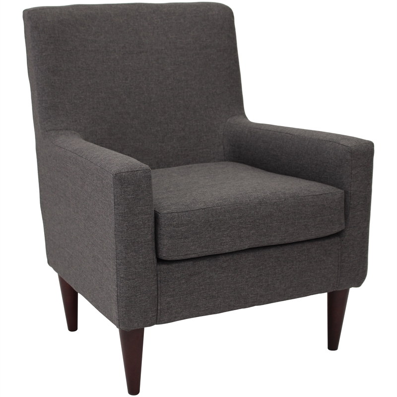 Pemberley Row Fabric Dark Gray Arm Chair Rectangular Padded Seat 34.5