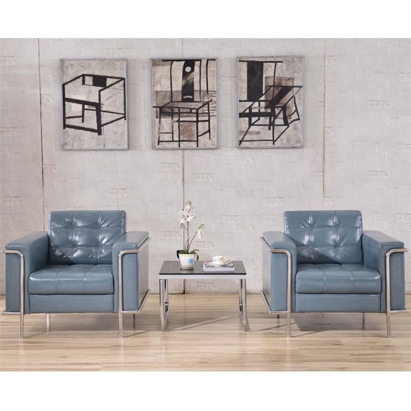 Pemberly Row Modern / Contemporary Reception Chair in Gray