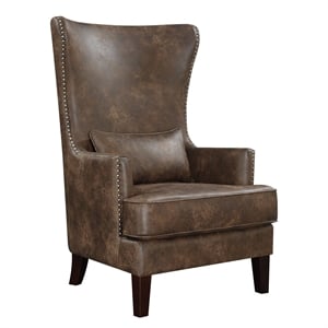 Pemberly Row Modern / Contemporary Chair with Chrome Nails In Sierra Toffee