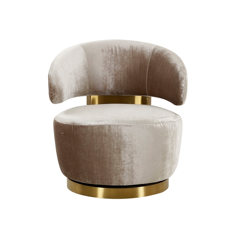 Pemberley Row Velvet Champagne Swivel Chair Round 29.72