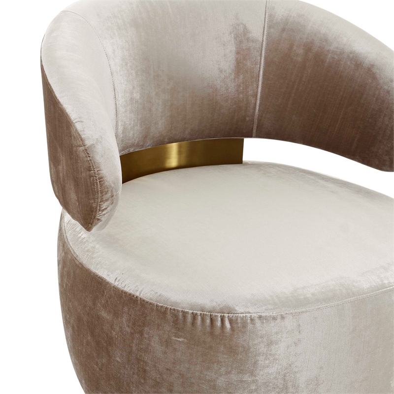 Pemberley Row Velvet Champagne Swivel Chair Round 29.72