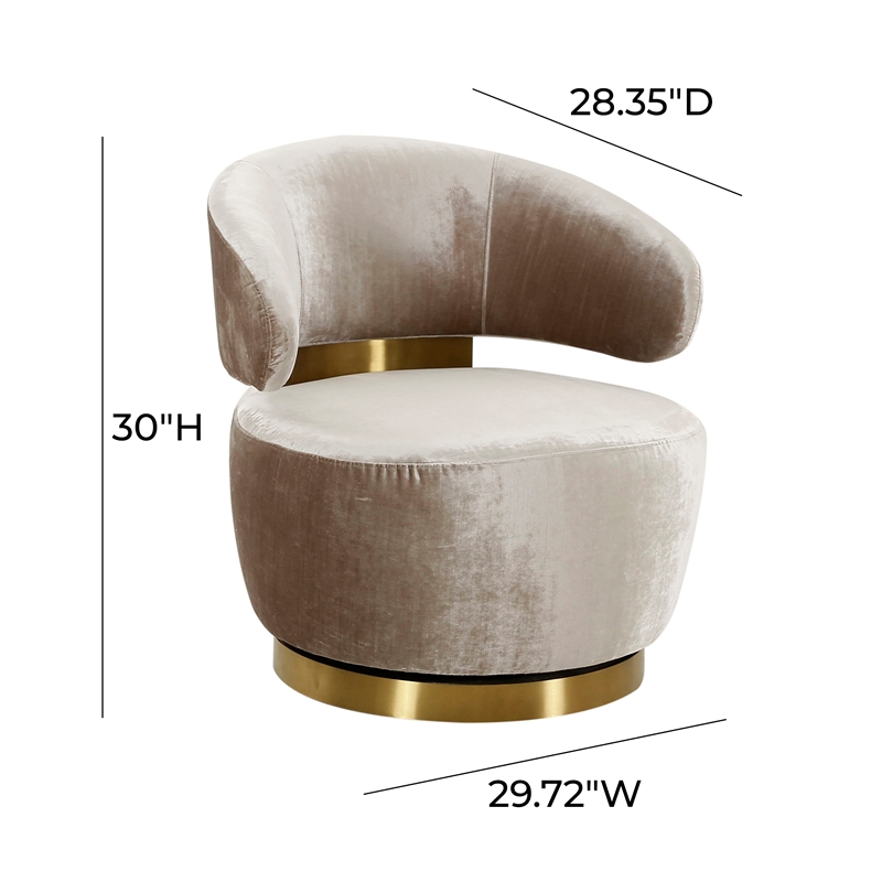 Pemberley Row Velvet Champagne Swivel Chair Round 29.72