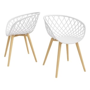 Pemberly Row Steel Chair 2 Piece Set in White & Natural Finish
