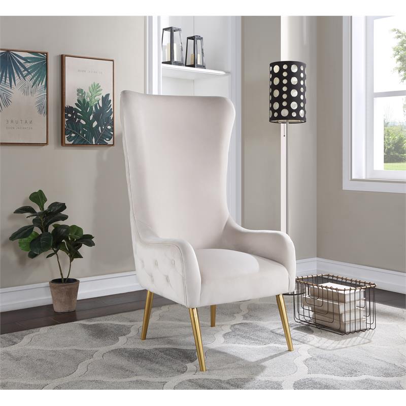 Pemberley Row Velvet Cream Accent Chair High Back Contemporary 27