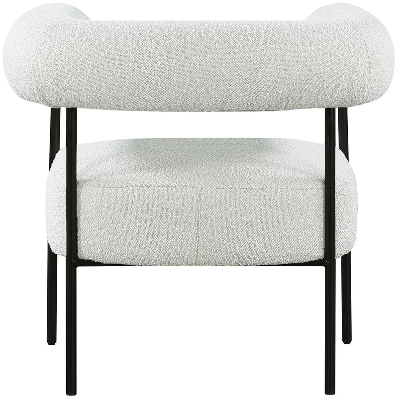 Pemberly Row Contemporary Boucle Fabric/Metal Accent Chair in Cream
