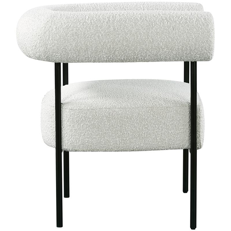 Pemberly Row Contemporary Boucle Fabric/Metal Accent Chair in Cream