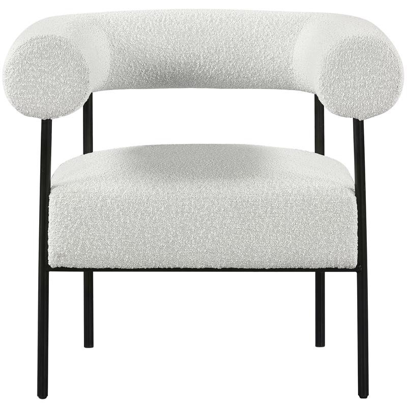 Pemberly Row Contemporary Boucle Fabric/Metal Accent Chair in Cream