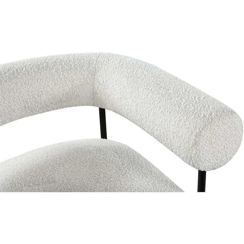Pemberly Row Contemporary Boucle Fabric/Metal Accent Chair in Cream