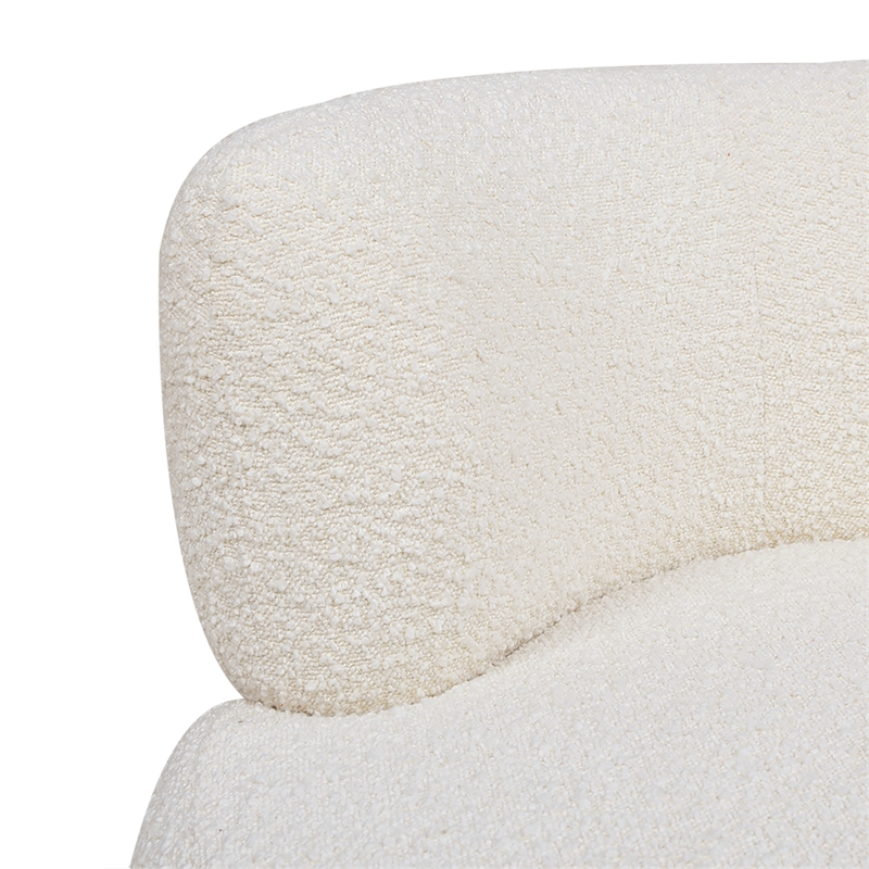 Pemberly Row 360 Swivel Barrel Back Accent Chair Ivory White Boucle