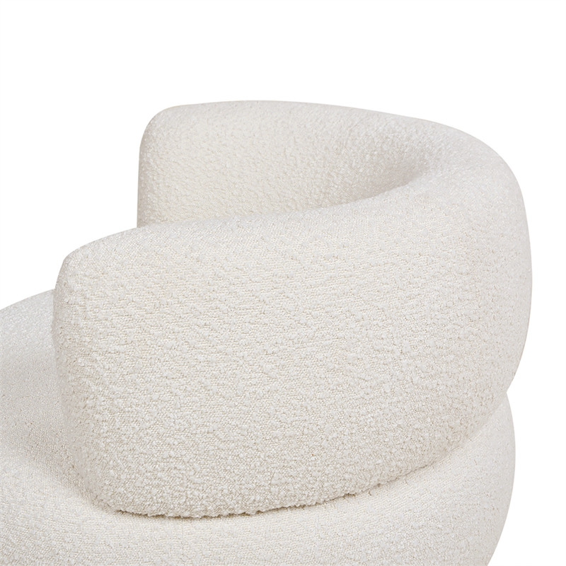Pemberly Row 360 Swivel Barrel Back Accent Chair Ivory White Boucle