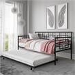 Pemberly Row Modern Twin Daybed with Trundle in Black Metal Finish